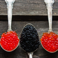 caviar, red, black